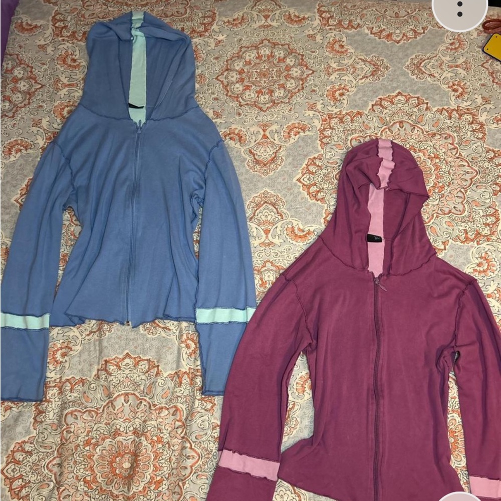 Stylish Women's Blue and Purple Hooded Jackets